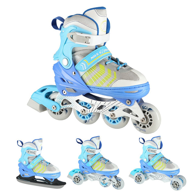 Modré inline a lední brusle 4v1, velikost L (39-43)