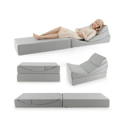 4-in-1 Convertible Folding Sofa Bed, Linen, Gray