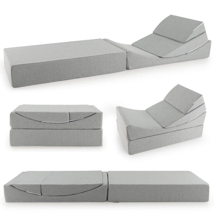 4-in-1 Convertible Folding Sofa Bed, Linen, Gray