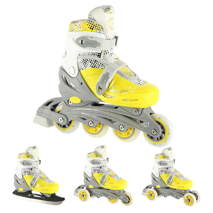 Inline/lední brusle 4v1, limetková, velikost S (31-34)