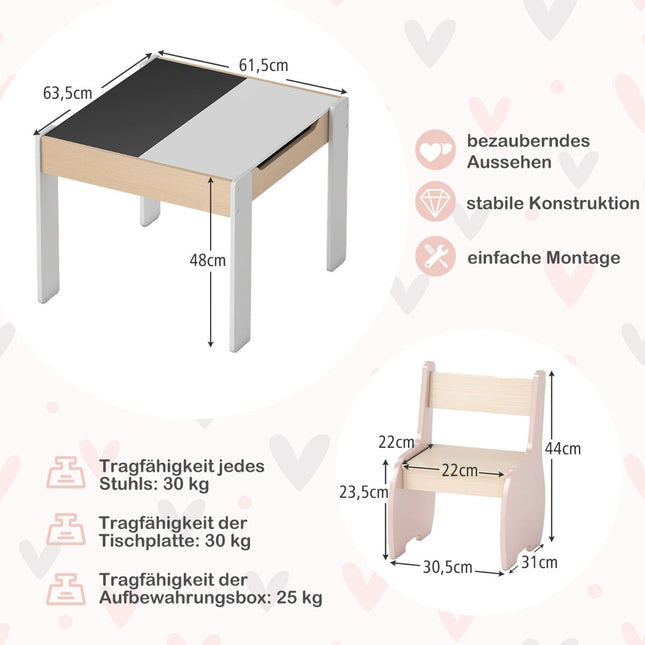 Dětský stolní set 4v1 s úložným prostorem a tabulí