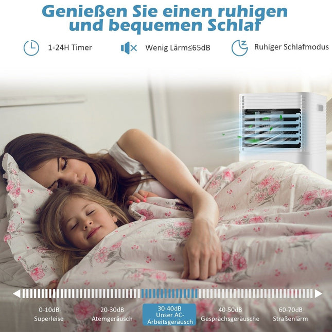 Mobilní klimatizace 4v1 9000 BTU chlazení, ventilace a odvlhčování klimatizace s černým víkem 16℃-32℃