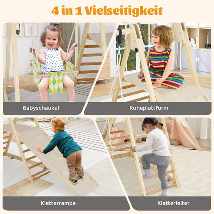 4-in-1 Montessori Indoor Climbing Set with Baby Swing