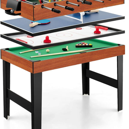 Multifunkční herní stůl 4v1 – stolní fotbal, kulečník, air hockey, ping pong