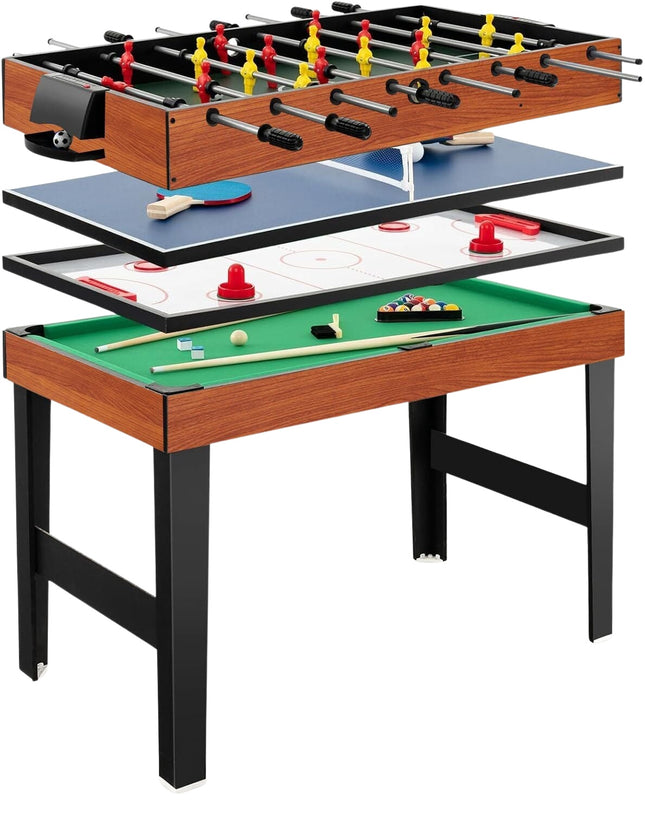 Multifunkční herní stůl 4v1 – stolní fotbal, kulečník, air hockey, ping pong