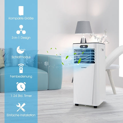 Přenosná klimatizace 4v1 7000 BTU chlazení, ventilace a odvlhčování 16℃～32℃ bílá