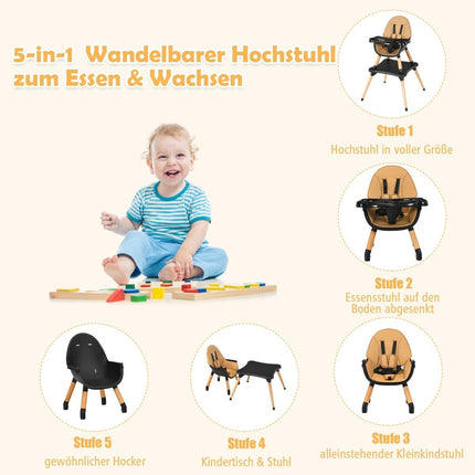 4-in-1 baby high chair with safety belt & removable tray children's seating group brown