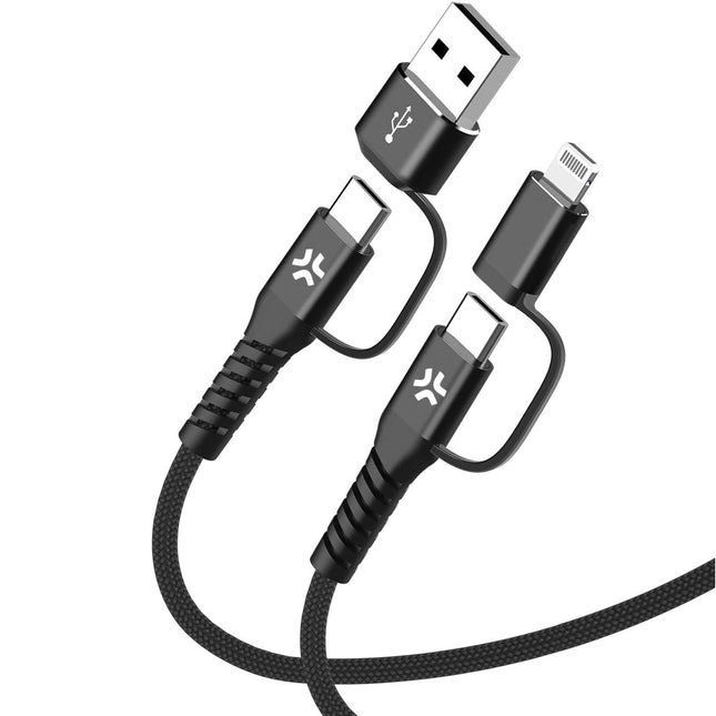 Kabel 4v1 USB-C/USB-A na USB-C/Lightning max 60W 2 m černá