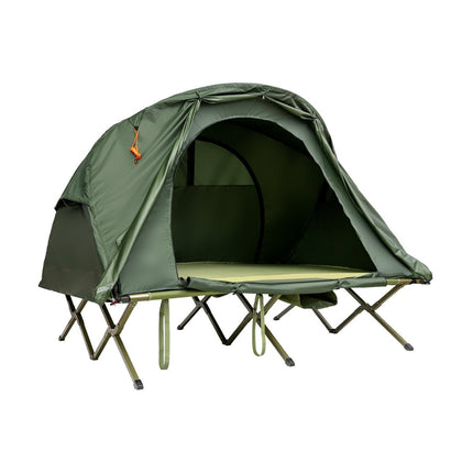 Kempingový stan 4v1 pro 2 osoby s přehozem a matrací 194 x 146 x 160 cm zelená