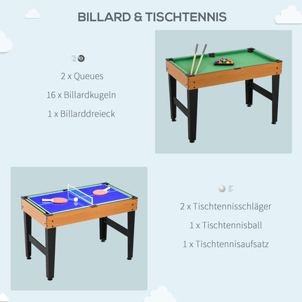 Multifunkční herní stůl: ping pong, stolní fotbal, kulečník, air hockey
