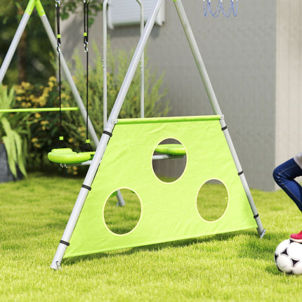 Children's outdoor swing set - slide, hoop, target and swing