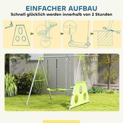 Children's outdoor swing set - slide, hoop, target and swing