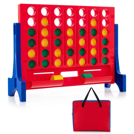 4 in a row large four in a row game with carrying bag & 42 chess pieces wall or table game 62 x 20 x 48.5 cm blue
