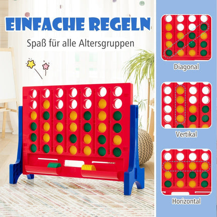4 in a row large four in a row game with carrying bag & 42 chess pieces wall or table game 62 x 20 x 48.5 cm blue