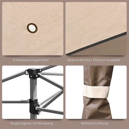 Velký akční stan 4 m x 4 m stínění s dvoupatrovou střechou hnědá