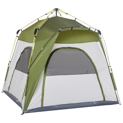 4-person camping tent, easy installation, weatherproof, green-grey