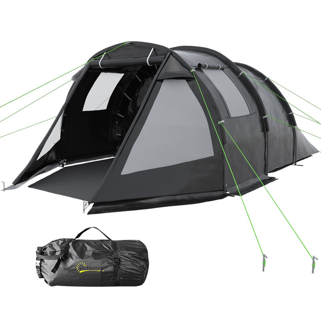 Tunelový stan pro 4 osoby, 2 kabiny, UV ochrana, vodotěsný