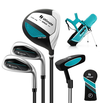 Dětská golfová sada 4 ks s bagem a pláštěnkou pro děti 5-7 let, modrá