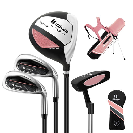 Dětská golfová sada 4 ks s bagem a pláštěnkou pro děti 5-7 let, růžová
