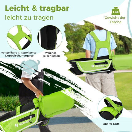 Dětská golfová sada 4 ks s bagem a pláštěnkou pro děti 8-10 let, zelená