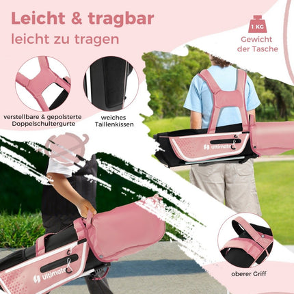 Dětská golfová sada 4 ks s bagem a pláštěnkou pro děti 8-10 let, růžová