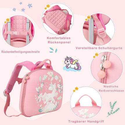 Dětský kufr + batoh 4 ks 10"+14", dětský kufřík na kolečkách, růžový