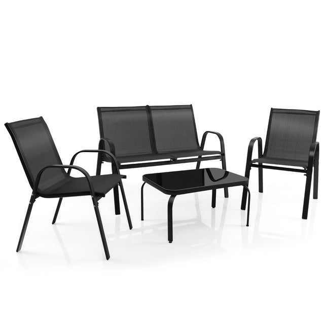 4-delige tuinset conversatieset met salontafel 51 x 71 x 35 cm grijs