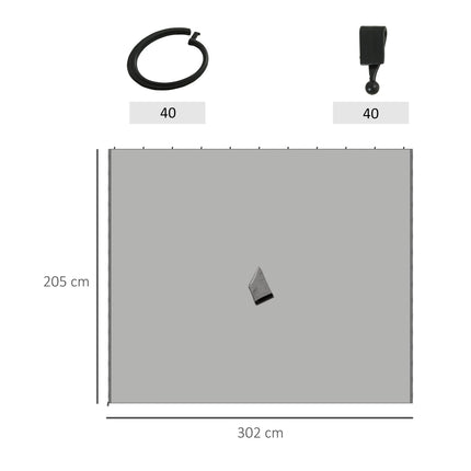 Boční stěny pavilonu, polyester, 3x3m, světle šedá, uchycení na háčky