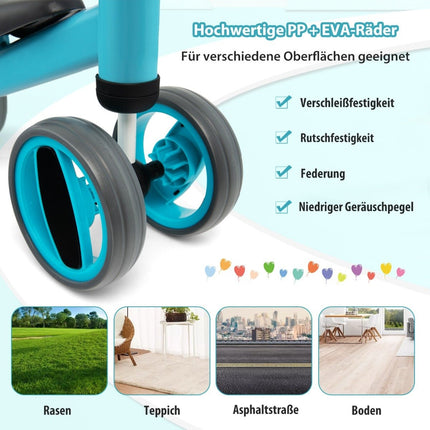4 wheels children's balance bike without pedal for children from 1-2 years blue