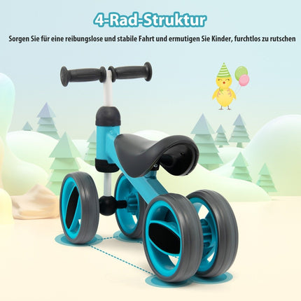 4 wheels children's balance bike without pedal for children from 1-2 years blue