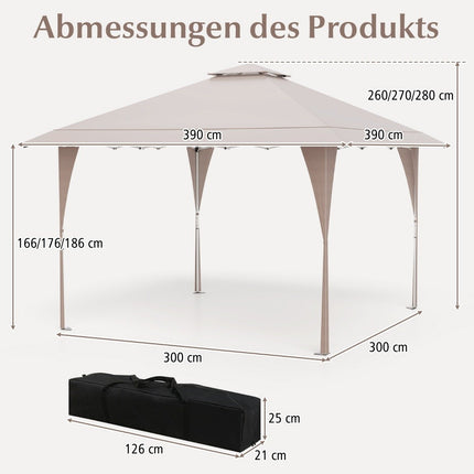 Nastavitelný nůžkový pavilon 4 x 4 m s kovovou konstrukcí