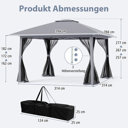 4x4m Pop-Up Gazebo with Mosquito Netting and Carry Bag