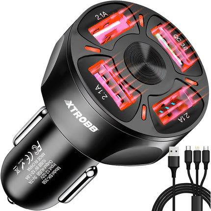 4x USB nabíječka do auta + kabel Xtrobb 19907