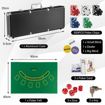 Sada 500 pokerových žetonů – hliníkový kufřík, Texas Holdem