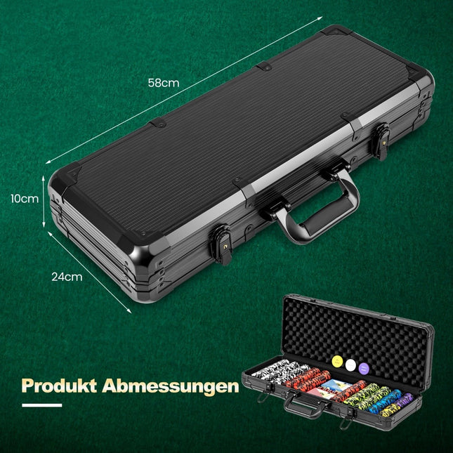 500-Piece Poker Set with Laser Chips, Cards, Dice, Case
