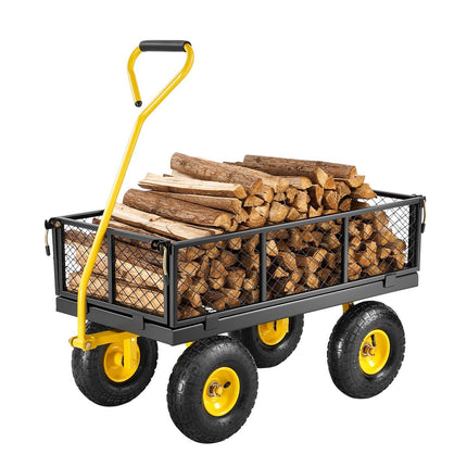 500 lb Steel Garden Cart With 10 in Tires, Removable Sides