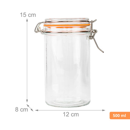 Skleněné zavařovací sklenice 500ml s víčky, sada 6 ks
