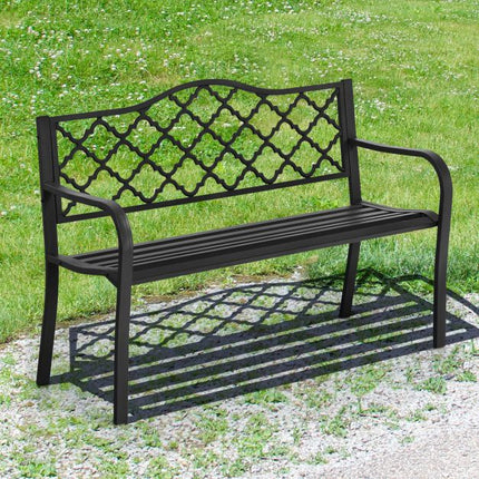 Zahradní lavice 50 palců, litina a ocelové latě, 500 lb