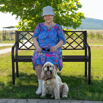 Zahradní lavice 50 palců, litina a ocelové latě, 500 lb