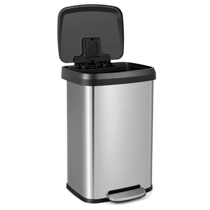 Kuchyňský odpadkový koš 50L se soft-close víkem a pohlcovačem pachů, stříbrná