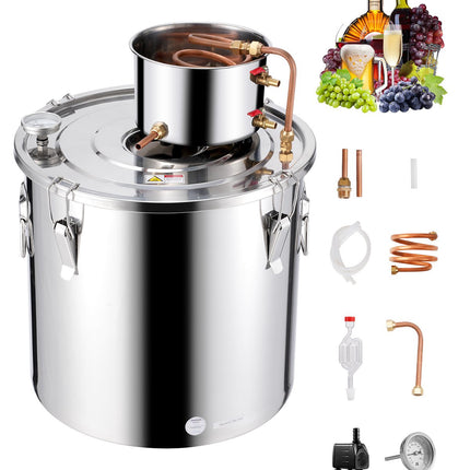 50L Stainless Steel Alcohol Still, Copper Coil, Pump