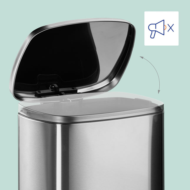 50L Stainless Steel Pedal Bin – Soft-Close Lid