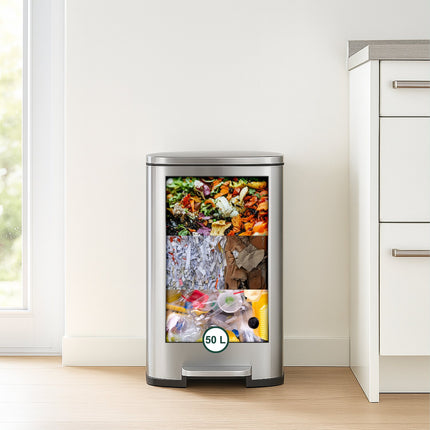 Nerezový pedálový koš 50L – víko se soft-close