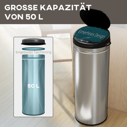 Nerezový senzorový koš 50L, soft-close, bezdotykový