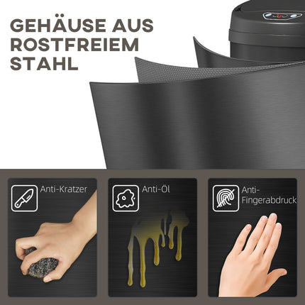 Bezdotykový nerezový odpadkový koš 50L, soft-close