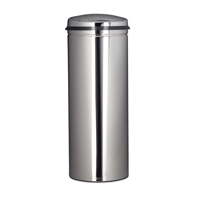 50 L Waste Bin Stainless Steel Trash Can Paper Basket Metal Garbage Storage