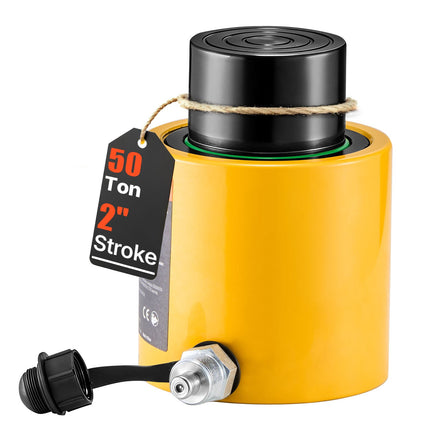 50 Ton Hydraulic Ram Cylinder Jack, 2 in Stroke, Single-Acting