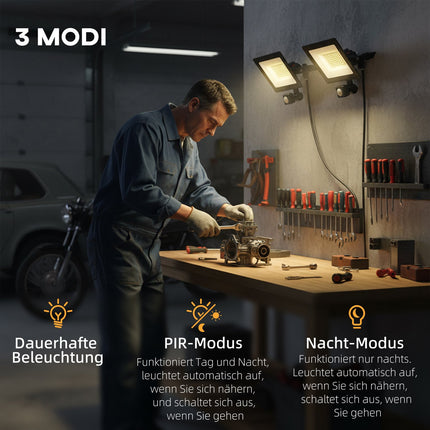 Nastavitelné pracovní světlo 50W, 3 režimy, hliník, černá