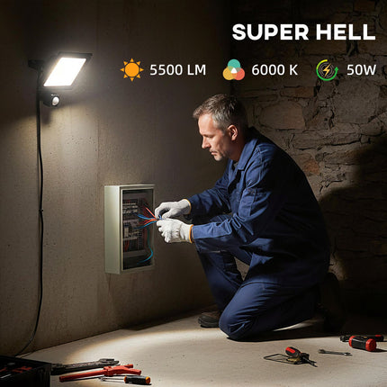 Nastavitelné pracovní světlo 50W, 3 režimy, hliník, černá