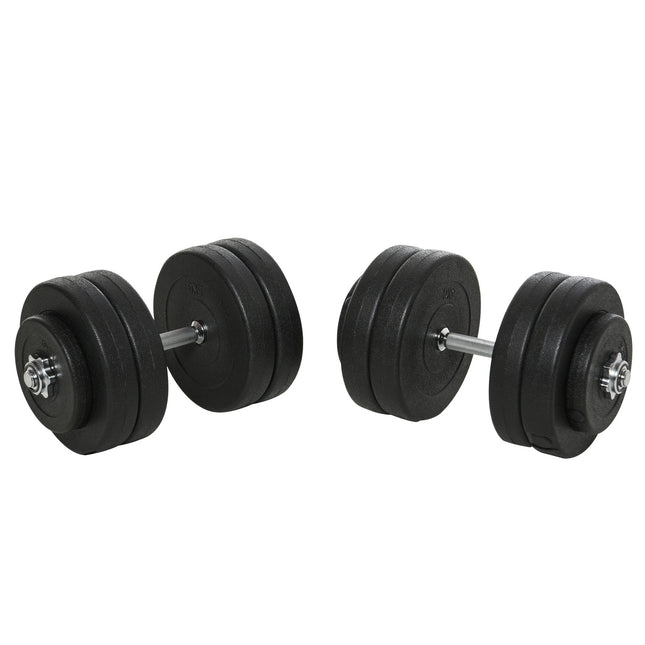 50 kg Dumbbell set, adjustable steel weights, black